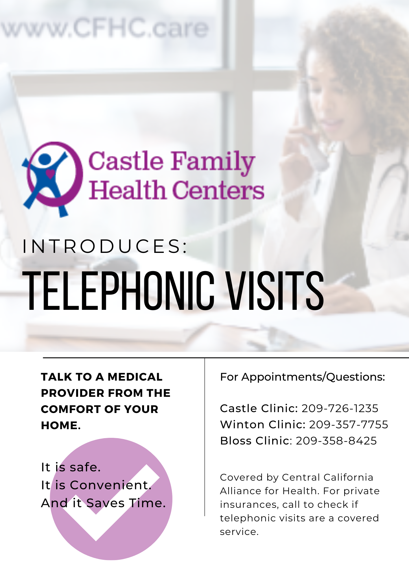 telephonic visits now available, call us today.